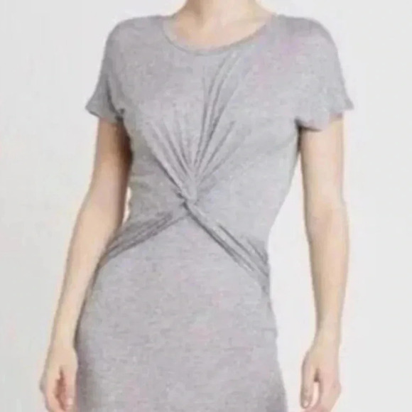 NWT ALLSAINTS Paloma Drape Dress Midi Size Large Gray Marl Knot Front All Saints - Picture 4 of 13